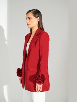 ETE - Red Genevoise Flower Sleeves Blazer
