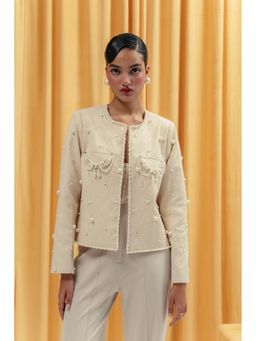 ETE - Beige Victoire Pearl Embellished Blazer