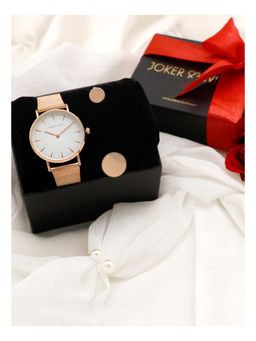 Joker and Witch - Joker & Witch Pretty White Love Triangle Watch & Bracelet With Ring For Women (Pack of 3) (JWLT13)