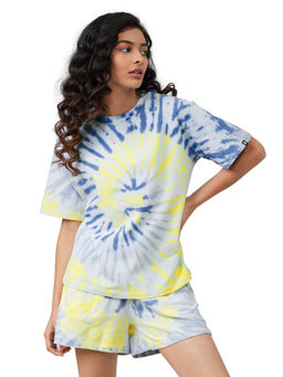 The Souled Store - Tie Dye Tie Dye Yellow Spiral Co-Ord for Women (Set of 2)