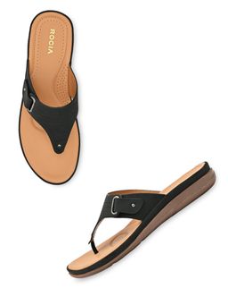 ROCIA - By Regal Black Women Casual Laser Cut Sandals