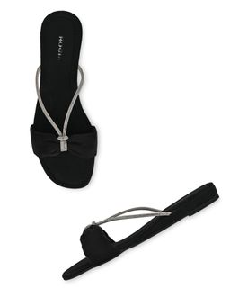 ROCIA - By Regal Black Women Diamante Strap Flats