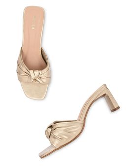 ROCIA - By Regal Gold Women Casual Knotted High Heels