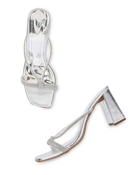 ROCIA - By Regal Antique Silver Women Diamond Embellished Block Heels