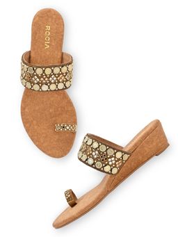 ROCIA - By Regal Antique Gold Women Hand Embroidered Ethnic Wedges