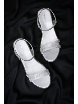 ROCIA - By Regal Silver Women Diamante Strap High Wedges