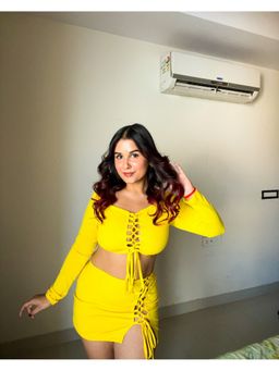 Tandul - Exquisite Yellow Detailed Top with Skirt