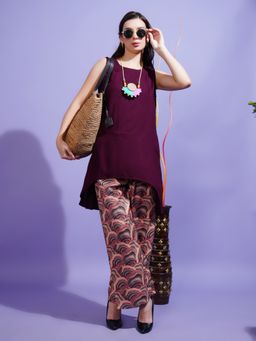 BOHOLYFE - Boho Berry Purple Asymmetrical Tunic with Pant