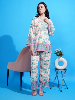 BOHOLYFE - Floral Fusion White Co-Ord Set