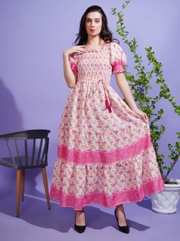 BOHOLYFE - Pink Meadow Cotton Maxi Dress