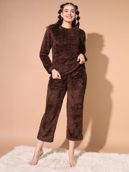 Tandul - Women Brown Faux Fur Trendy Co-Ord Set