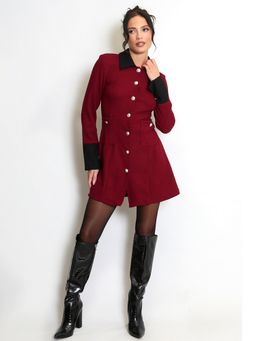 Tandul - Elegant Red and Black Formal Mini Dress