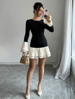 Tandul - Elegant Black and White Mini Dress
