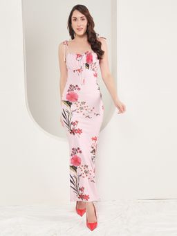 Tandul - Stylish Pink Floral Bodycon Maxi Dress