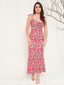 Tandul - Stylish Watermelon Printed Bodycon Maxi Dress