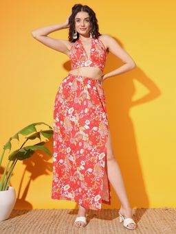 Tandul - Women Multicolor Fit and Flare Lycra Blend Maxi Dress