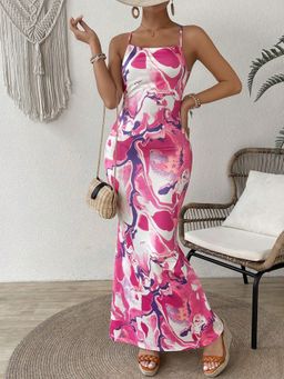 Tandul - Women Multicolor Casual Bodycon Lycra Blend Maxi Dress