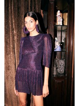 KANGANA TREHAN - Purple Peacock Jersey Dress with Embellishments