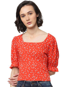 ONLY - Women Printed Orange Top