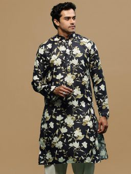 Gahan - Mens Stylish Black Trendy Black Printed Cotton Kurta