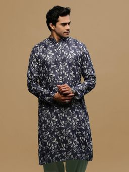 Gahan - Mens Stylish Blue Trendy Blue Printed Cotton Kurta