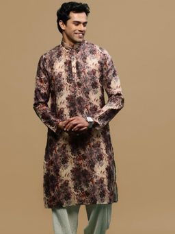 Gahan - Mens Stylish Rust Trendy Rust Printed Cotton Kurta