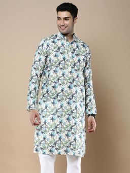 Gahan - Mens Designer & Stylish Printed Sky Blue Traditional Cotton Kurta