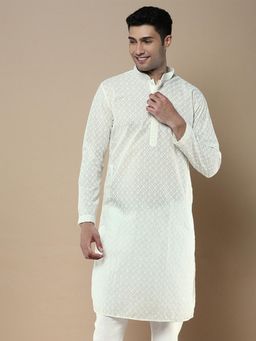Gahan - Stylish Off White Ethnic Chikankari Kurta for Men