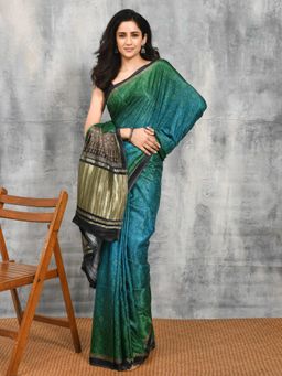 Gahan - Blue Silk Saree With Unstitched Blouse