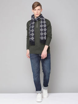 GANT - Mens Grey Self design Woven Scarf