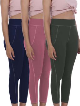 FREECULTR - Women Solid Multi-Color Tights (Pack of 3)