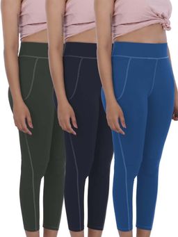 FREECULTR - Women Solid Multi-Color Tights (Pack of 3)