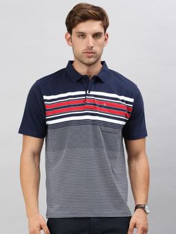 Classic Polo - Men's Half Sleeve Navy/White Polo Neck Cotton Authentic Fit T-Shirt