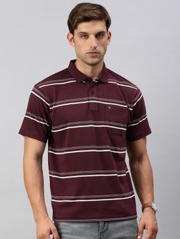 Classic Polo - Men's Half Sleeve Burgundy/White Polo Neck Cotton Authentic Fit T-Shirt