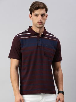 Classic Polo - Men's Half Sleeve Burgundy/Navy Polo Neck Cotton Authentic Fit T-Shirt