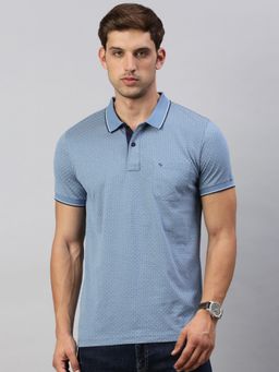 Classic Polo - Men's Half Sleeve Blue Polo Neck Cotton Slim Fit T-Shirt