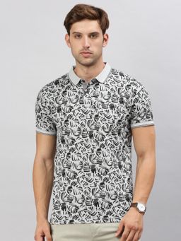 Classic Polo - Men's Half Sleeve Grey/Black Polo Neck Cotton Slim Fit T-Shirt