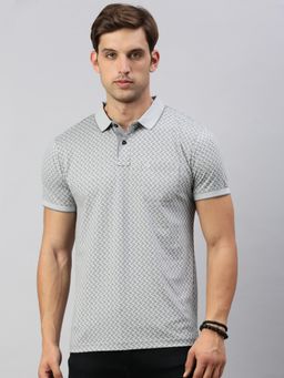 Classic Polo - Men's Half Sleeve Grey/Black Polo Neck Cotton Slim Fit T-Shirt