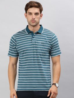 Classic Polo - Men's Half Sleeve Teal/White Polo Neck Cotton Authentic Fit T-Shirt