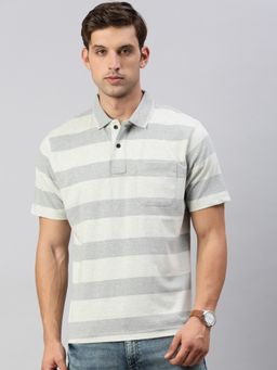 Classic Polo - Men's Half Sleeve Grey Melange Polo Neck Cotton Authentic Fit T-Shirt