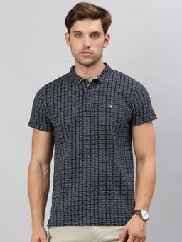 Classic Polo - Men's Half Sleeve Navy Blue/White Polo Neck Cotton Slim Fit T-Shirt