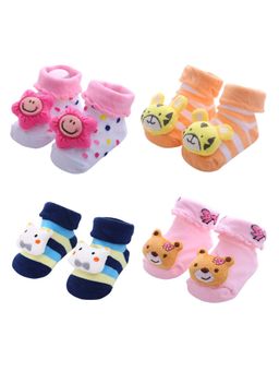 MumsLap - Baby Baby's Ankle Length Anti-Slip Booties Socks (Pack of 4) (0-2 Years)
