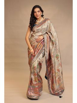 Zari Jaipur - Green Silk Saree with Embroidery with Unstitched Blouse