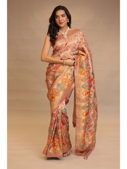 Zari Jaipur - Cream Silk Saree with Embroidery with Unstitched Blouse
