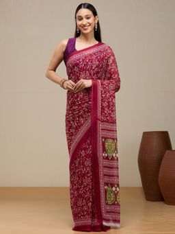 Vervee Couture - Rich Wine Maroon Poly Georgette Nora Designer Wear Saree with Unstitched Blouse