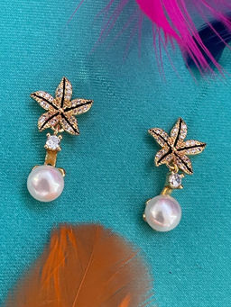 Digital Dress Room - Fresh Water Pearl Starfish Design Drop Earrings