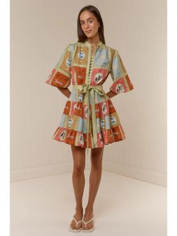 Miakee - Green Printed A-Line Dress