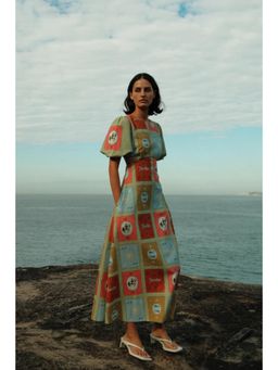 Miakee - Green Printed A-Line Dress