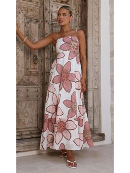 Miakee - Pink Printed A-Line Dress
