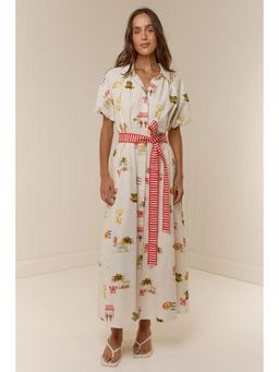 Miakee - White Printed A-Line Dress